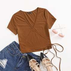 На запах Одноцветный Повседневный Женские топы Shein