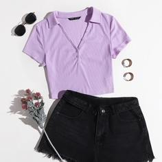 Футболка на пуговицах Shein