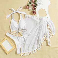 3шт бикини и пляжная юбка Shein