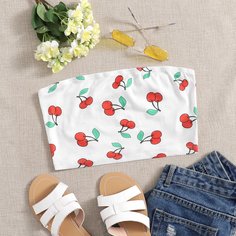 Топ с принтом вишни Shein