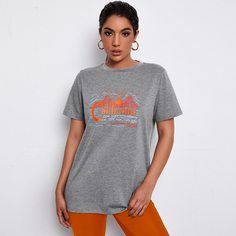 Футболка с текстовым принтом Shein