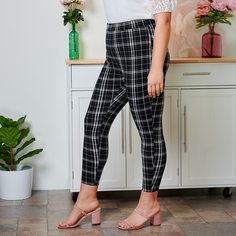 Кроп-брюки скинни размера плюс в клетку Shein