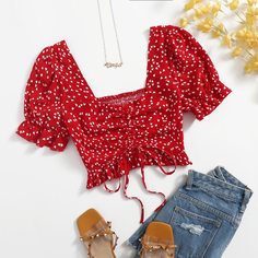 с оборками Сердечко Бохо Блузы Shein