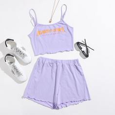 Шорты и топ с текстовым принтом Shein