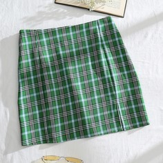 Юбка в клетку с молнией Shein