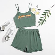 Шорты и топ с текстовым принтом Shein