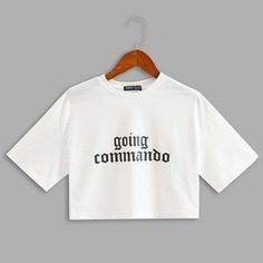 Короткий топ с текстовым принтом Shein