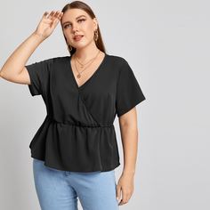 Однотонная блузка размера плюс Shein