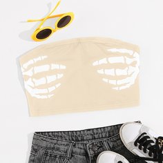 Топ с принтом кости руки Shein