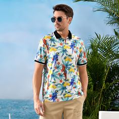 Мужская рубашка-поло с графическим принтом Shein