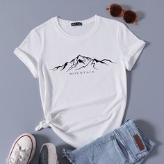 Футболка с принтом горы Shein