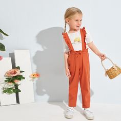 Комбинезон с оборками и узлом для девочек Shein