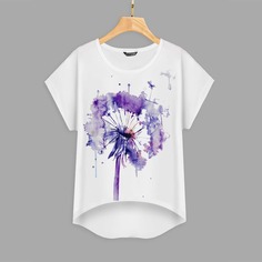 Асимметричный Растения Повседневный Футболки Shein