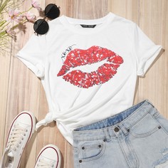 буква Повседневный Футболки Shein