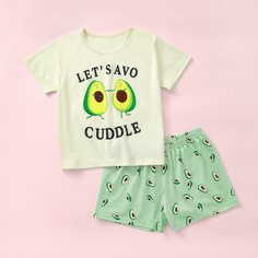 Мультяшный принт милый Домашняя одежда для девочек Shein