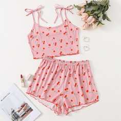 Пижама с принтом клубники Shein