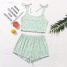 Пижама с принтом клубники Shein