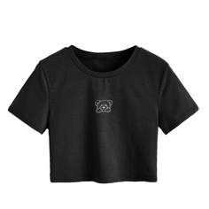 Короткая футболка размера плюс с принтом медведя Shein