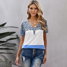 Пуговица Леопардовый Повседневный Футболки Shein