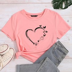 Животный Повседневный Футболка размера плюс Shein