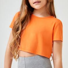 Однотонная короткая футболка для девочек Shein
