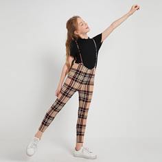 Комбинезон в клетку без топа для девочек Shein