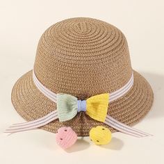 Соломенная шляпа с бантом для девочек Shein