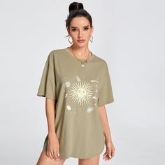 Принт космос Повседневный Футболки Shein