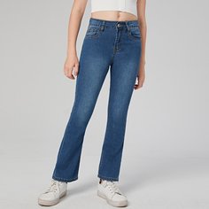 Однотонные расклешенные джинсы для девочек Shein