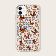 Чехол для телефона с леопардовым принтом и узором бабочки Shein