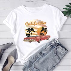 буква Повседневный Футболки Shein