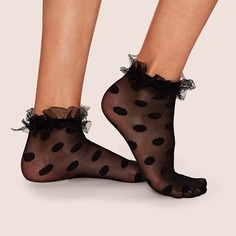 Сетчатые носки в горошек с оборками 1 пара Shein
