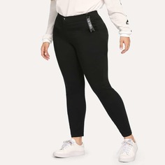 Размера плюс джинсы с принтом текстовым Shein