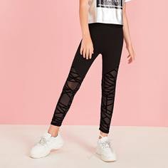 Геометрические сетчатые леггинсы для девочек Shein