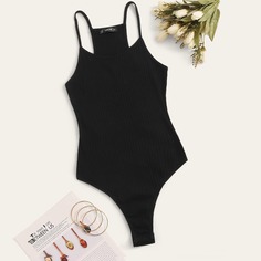 Однотонное трикотажное боди Shein