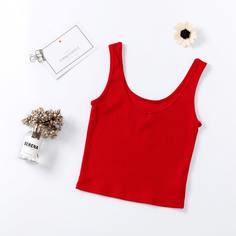 Вязаный однотонный топ Shein