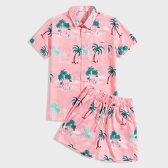 Мужские шорты и рубашка с оригинальным принтом Shein