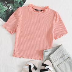 Вязаная короткая футболка Shein