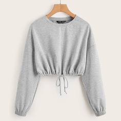 Короткий пуловер на кулиске Shein