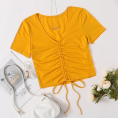 Однотонный топ на кулиске Shein