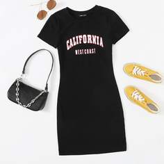 Облегающее платье с текстовым принтом Shein