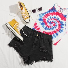 Рваные джинсовые шорты Shein