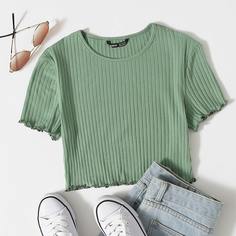 Вязаная короткий топ в рубчик Shein