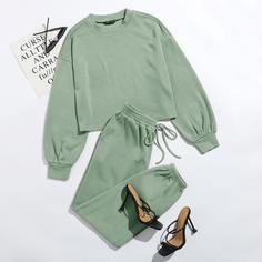 Однотонный пуловер и спортивные брюки Shein