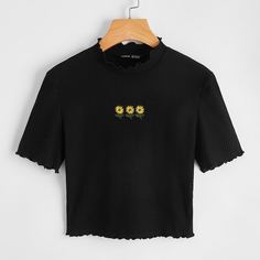 Вышивка Цветочный Повседневный Футболки Shein