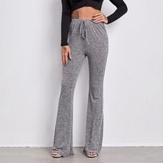 трикотажный Одноцветный Повседневный Брюки Shein