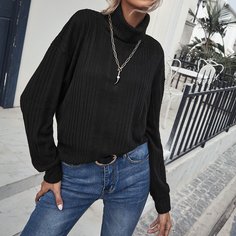 Вязаная футболка в рубчик Shein