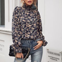 с оборками Цветочный Бохо Блузы Shein