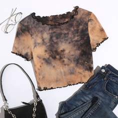 Волнистый край тай дай Повседневный Футболки Shein