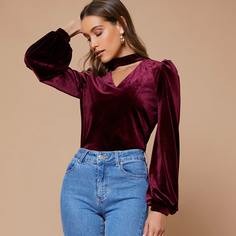 Одноцветный Очаровательный Блузы Shein